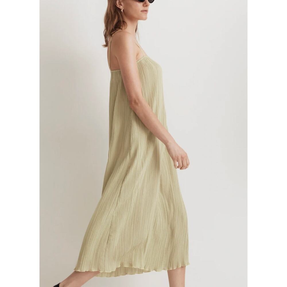 Green Olive Madewell The Goldie Midi Dress in Plissé 10 - Picture 11 of 12